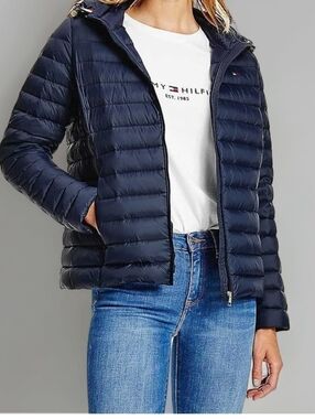 Tommy Hilfiger Navy Quilted Water Resistant Puffer Jacket - Navy Blue